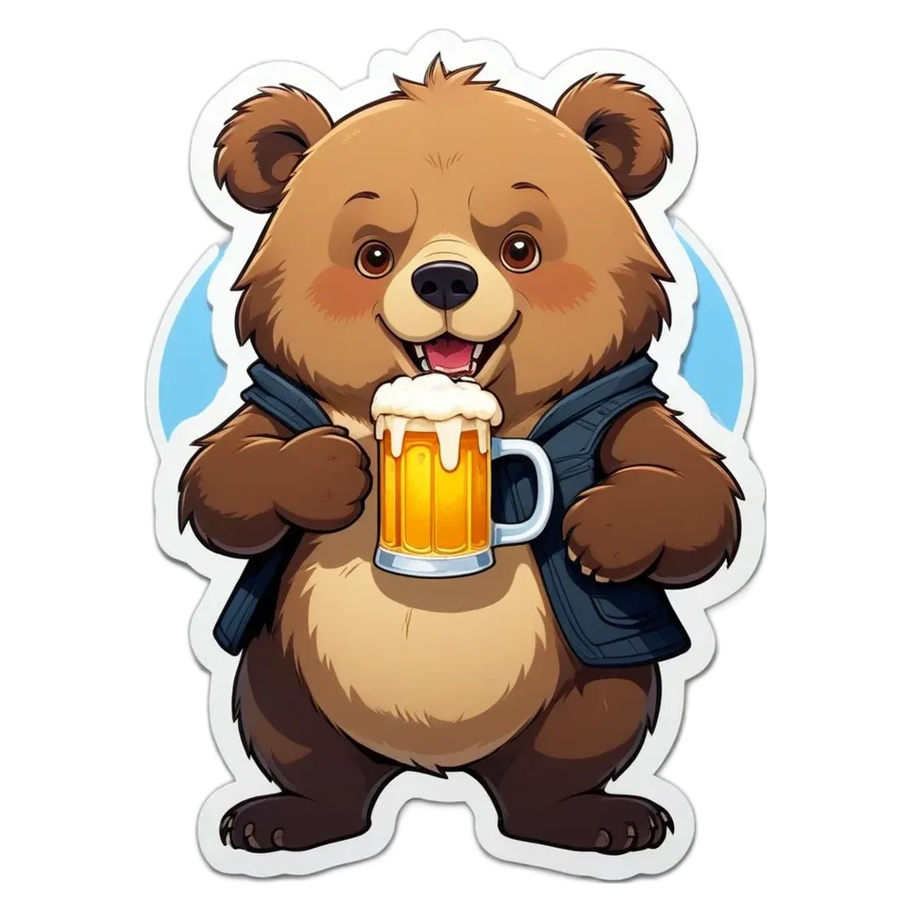 A cartoon bear drinking from a mug.