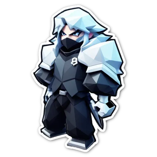 A black and white character with a knife in his hand.