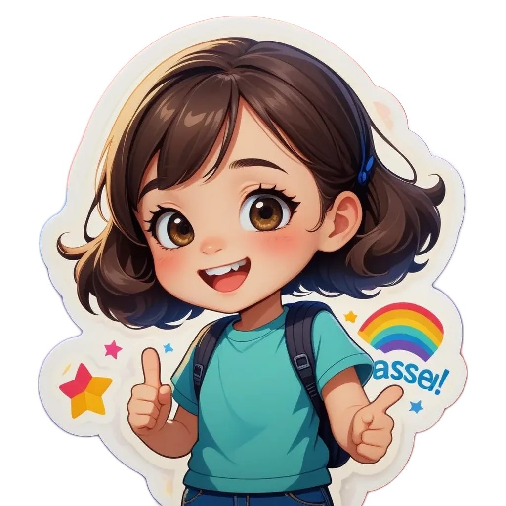 A girl is showing her thumbs up from left to right.
