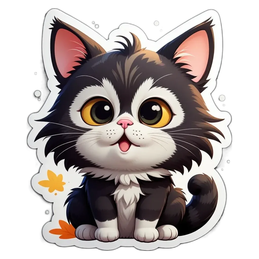 A black and white cat with a smile.