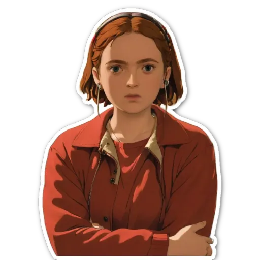 A girl wearing a red jacket is posing for a picture.