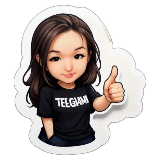 A girl is wearing a shirt that says "teegami" on the front.