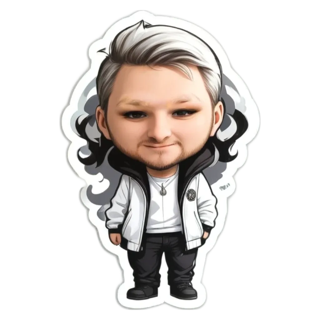 A boy is wearing a white jacket and has black hair.