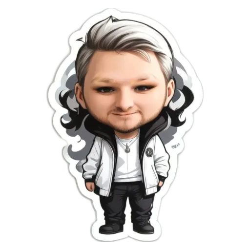 A boy is wearing a white jacket and has black hair.