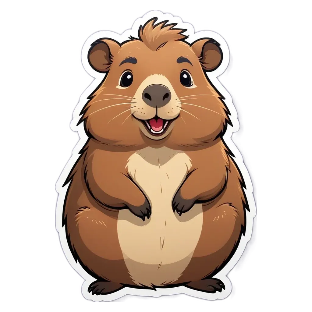 A cartoon animal with a big smiley face.