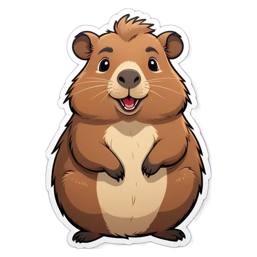 A cartoon animal with a big smiley face.