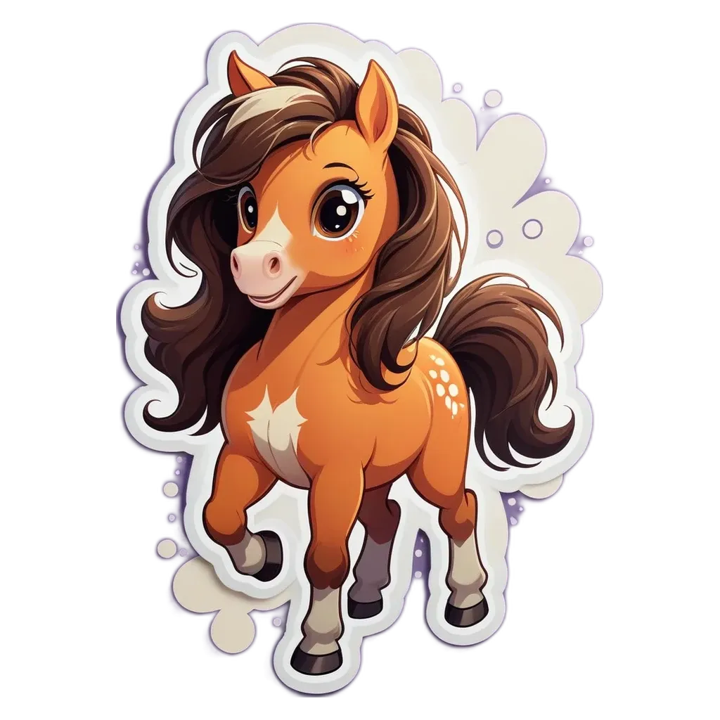 A cartoon drawing of a horse with a star in its eye.
