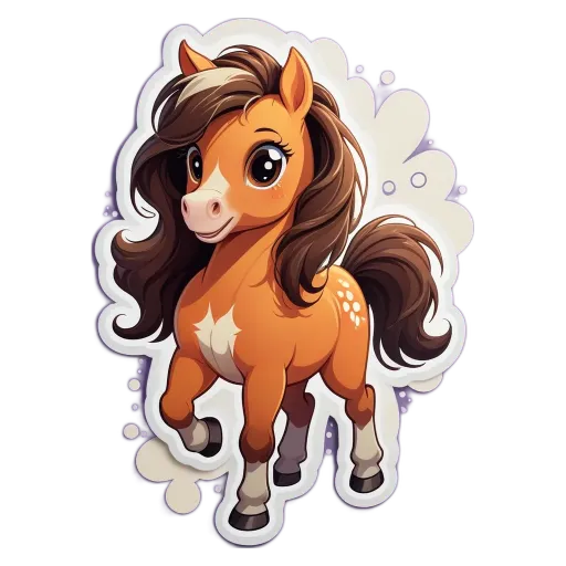 A cartoon drawing of a horse with a star in its eye.
