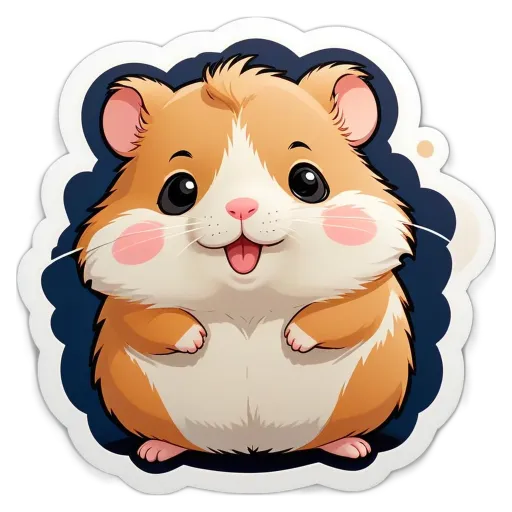 A hamster with a black face and a pink tongue is looking at the camera.