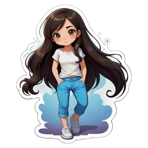 A girl is standing with her hands in her pockets and wearing a white shirt.