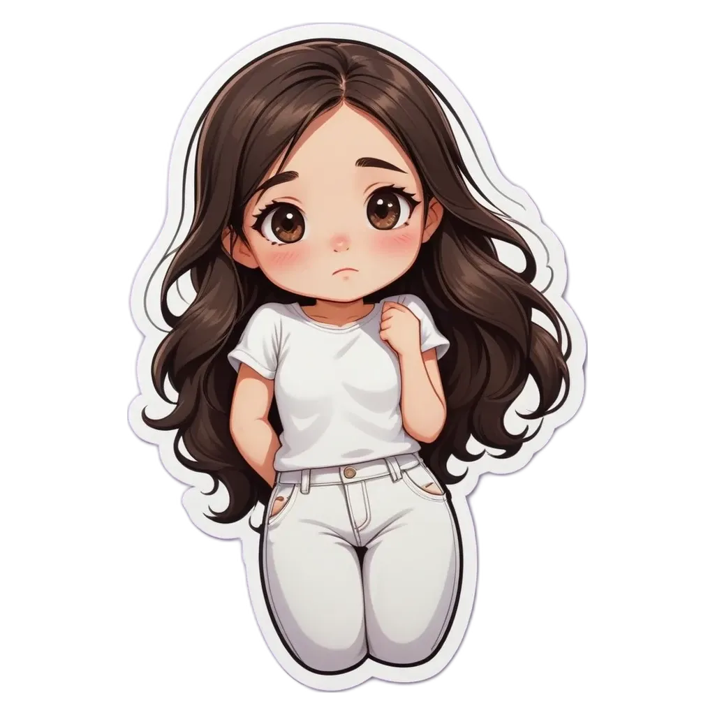 A girl is looking down with her hands in her pockets.