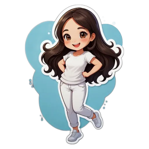 A girl is wearing a white shirt and standing with her hands on her hips.