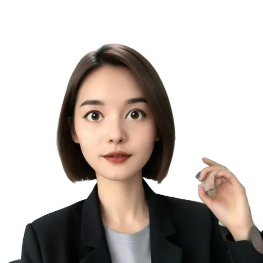 A woman with a black shirt is pointing her finger.