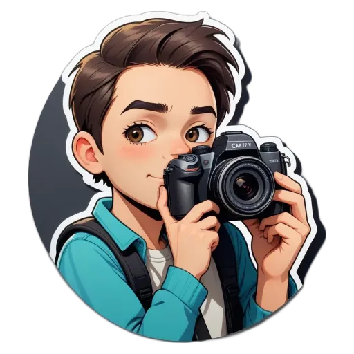A boy holding a camera.