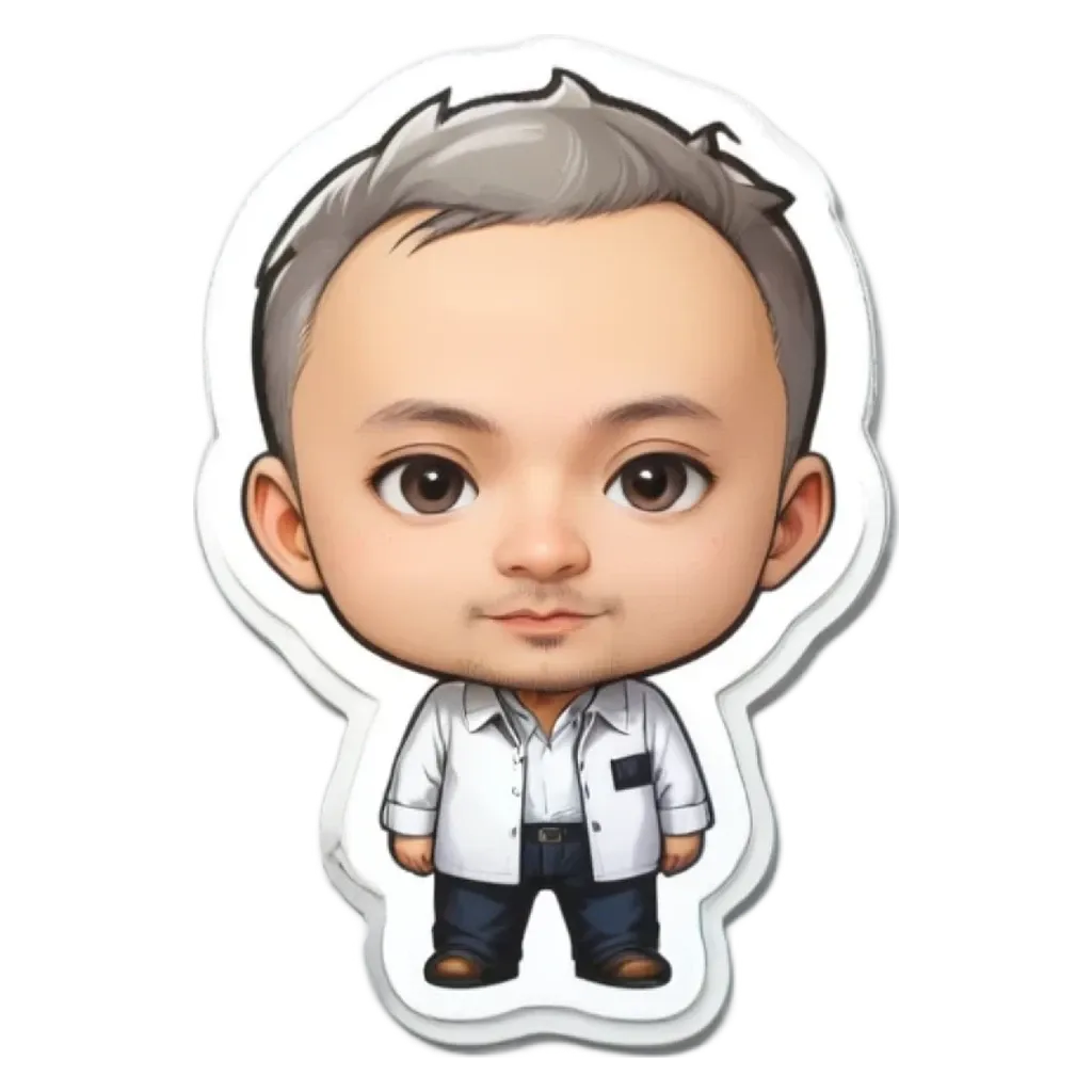 A boy in a white shirt and blue jeans who is a character from a video game.
