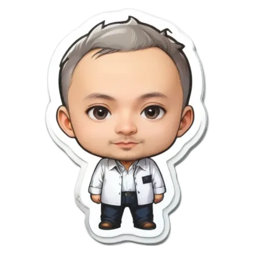 A boy in a white shirt and blue jeans who is a character from a video game.