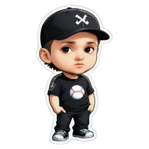 A cartoon picture of a boy who likes baseball.