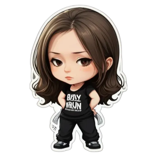 A girl is standing with her hands on her hips and has the words Body Race written on her shirt.