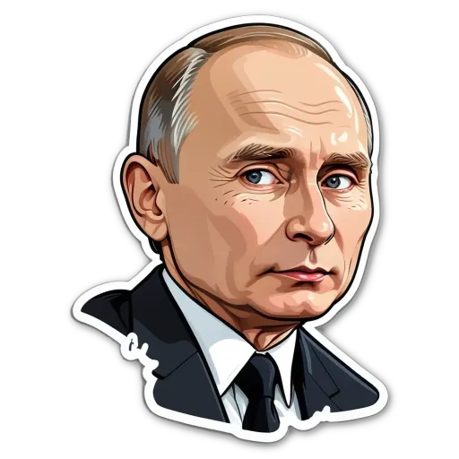A sticker of a man with a tie and black hair.
