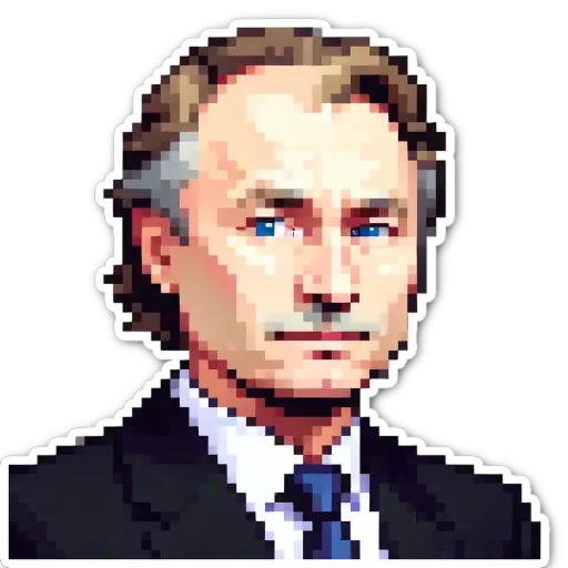 A man wearing a suit and tie has blue eyes.