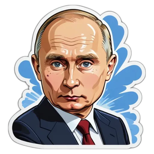 A Russian president sticker with a tie and suit.