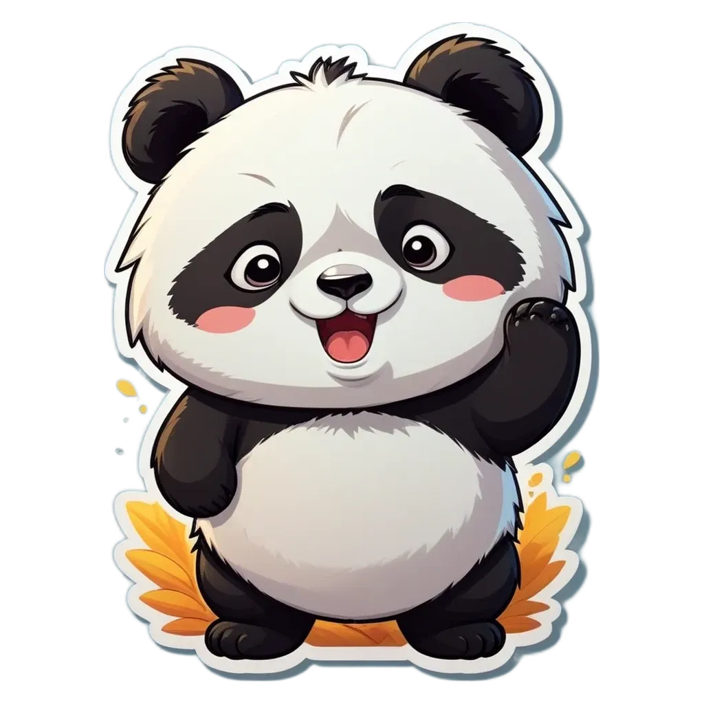 A panda bear that is wagging its paw.