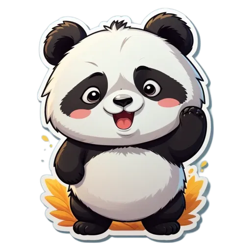 A panda bear that is wagging its paw.