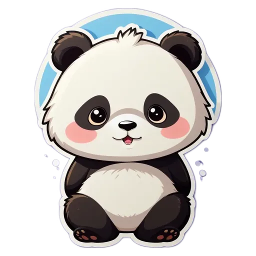 A panda bear with a black and white fur and blue eyes.