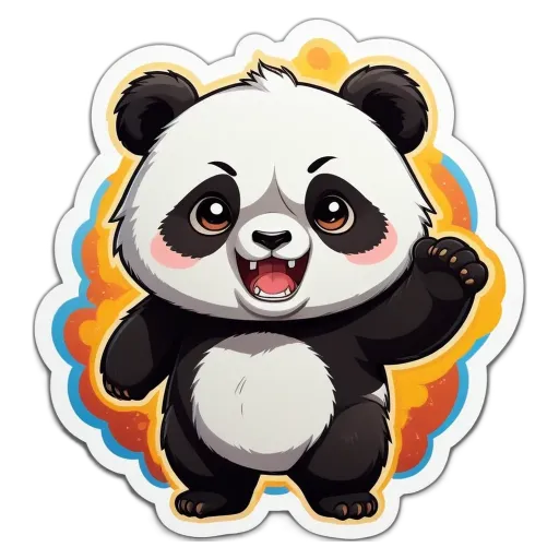 A cartoon panda that is happy to the point of practically yelling.