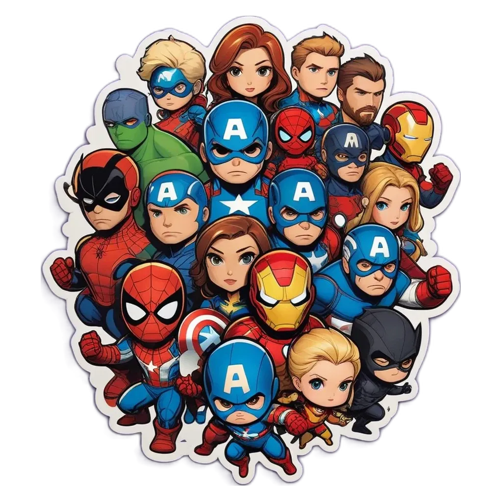A group of cartoon characters that are all wearing the same thing.