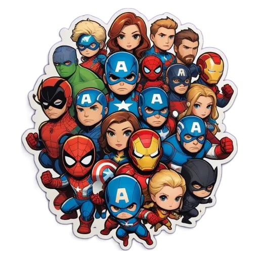 A group of cartoon characters that are all wearing the same thing.