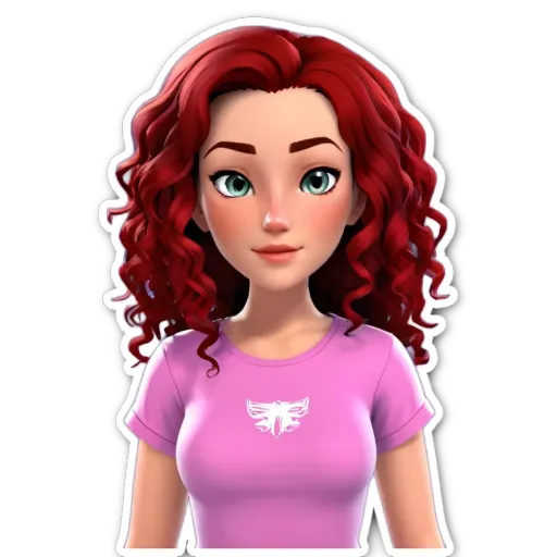 A girl with a pink shirt that says "firefly" on it.