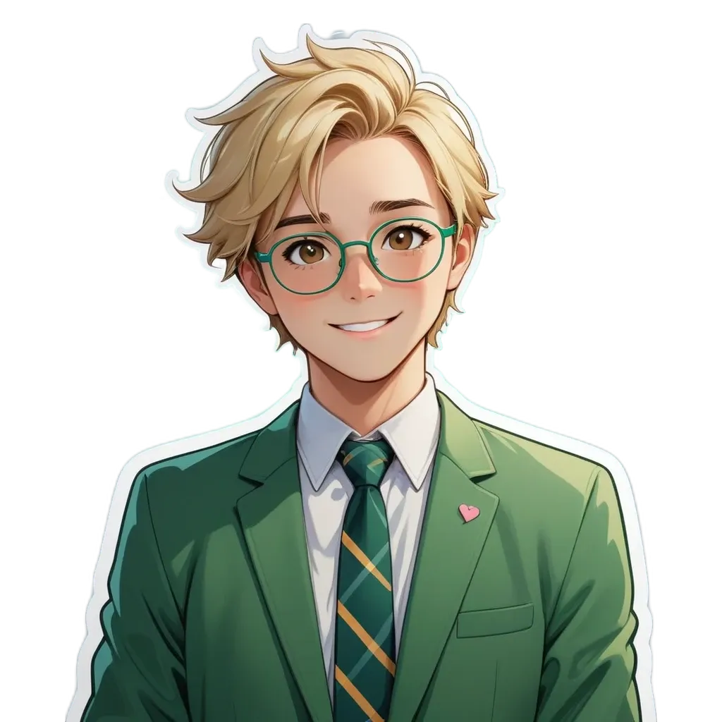 A boy wearing a green jacket and tie.