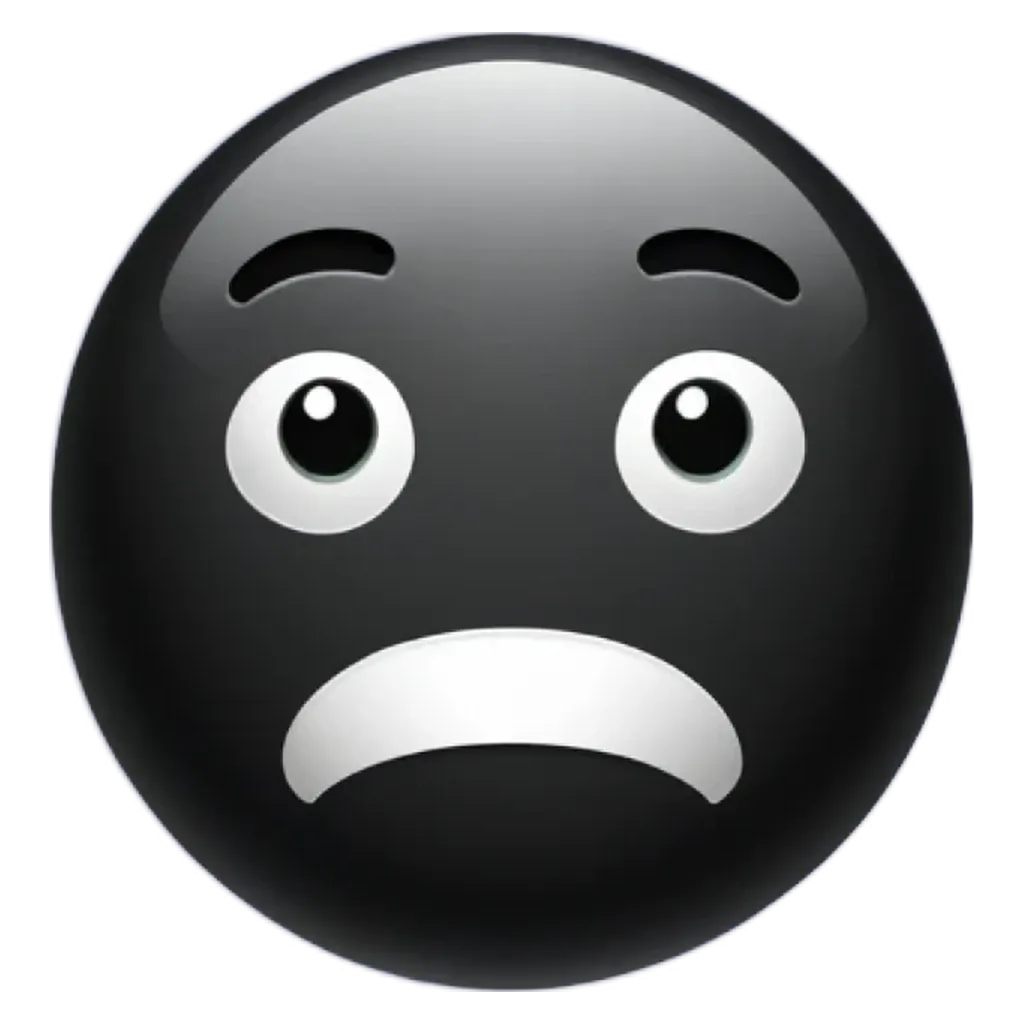 A black and white emojis face showing sadness.