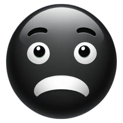 A black and white emojis face showing sadness.