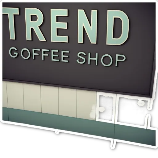 A black and white image of a coffee shop.