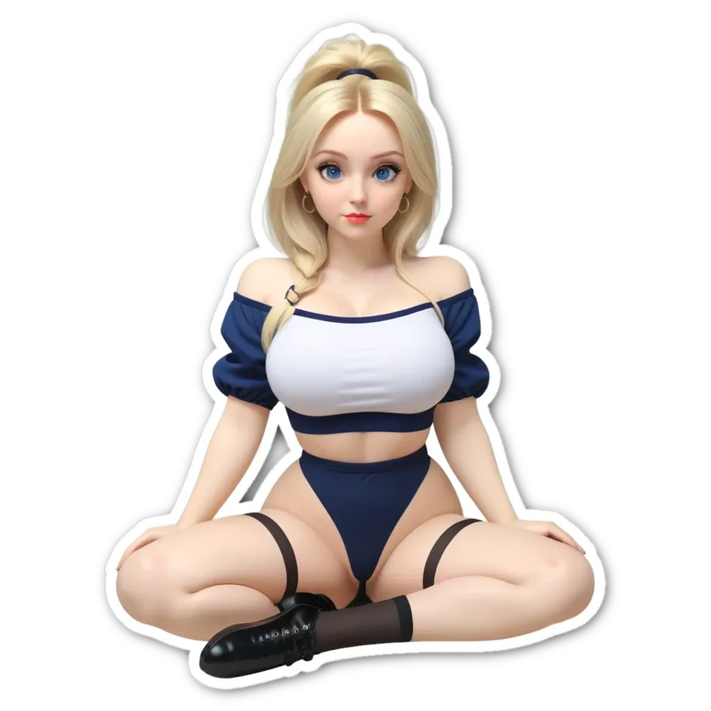 A sticker of a girl showing just the torso and no head.