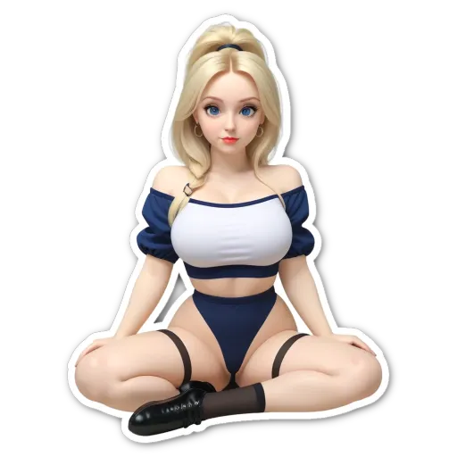 A sticker of a girl showing just the torso and no head.