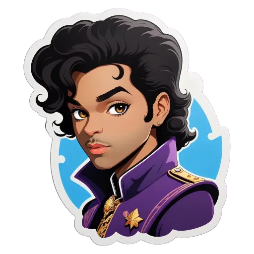 A purple and black cartoon face of a boy.