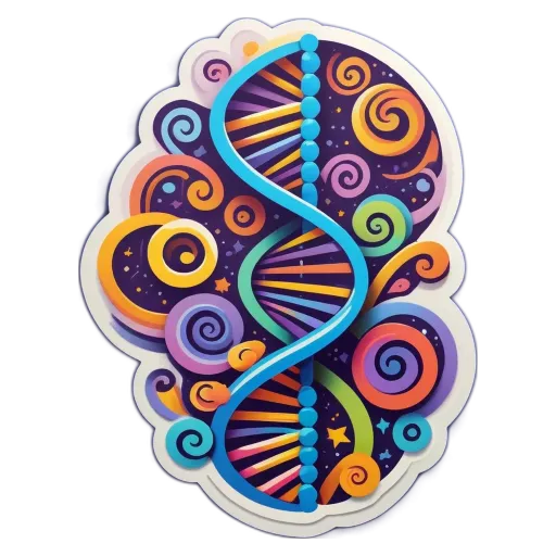A genetic code is depicted in a colorful and abstract way.
