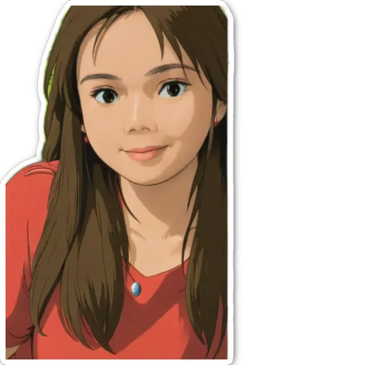 A cartoonish drawing of a girl with long hair.