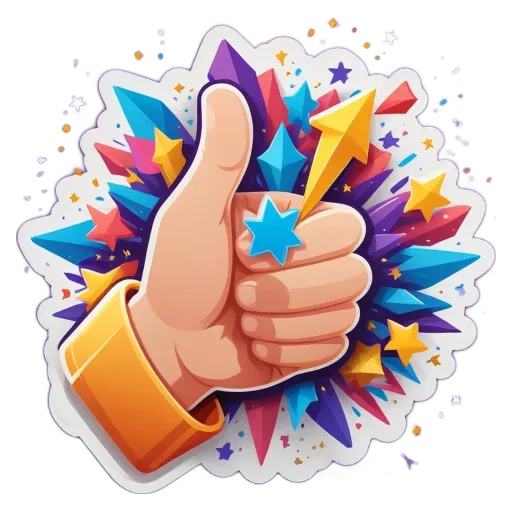 A hand with a star sticker is giving a thumbs up.