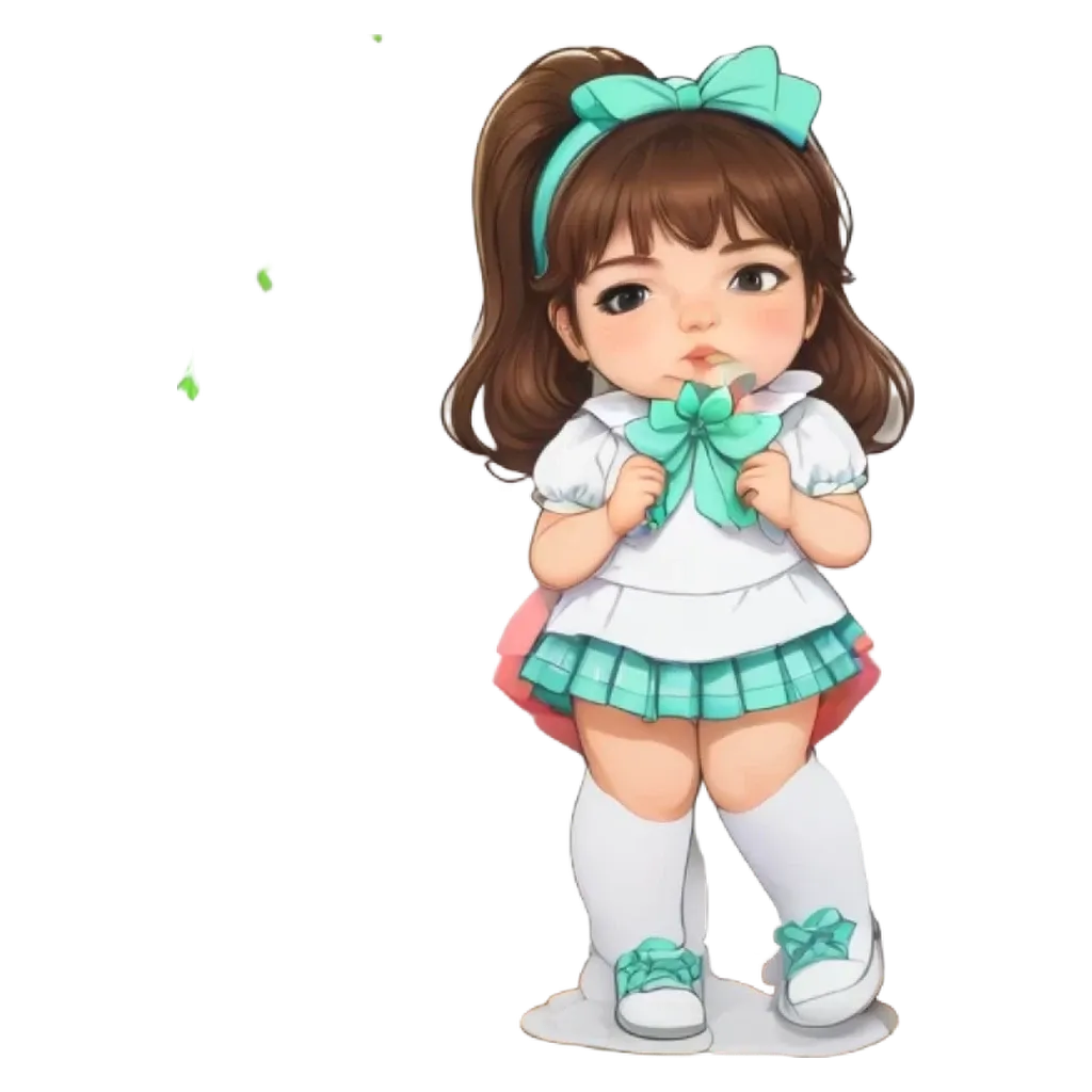 A girl holding a shamrock with her mouth.