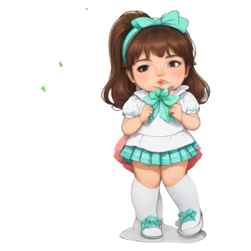 A girl holding a shamrock with her mouth.
