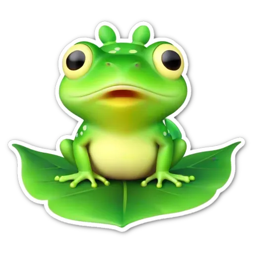A frog sitting on a leaf.
