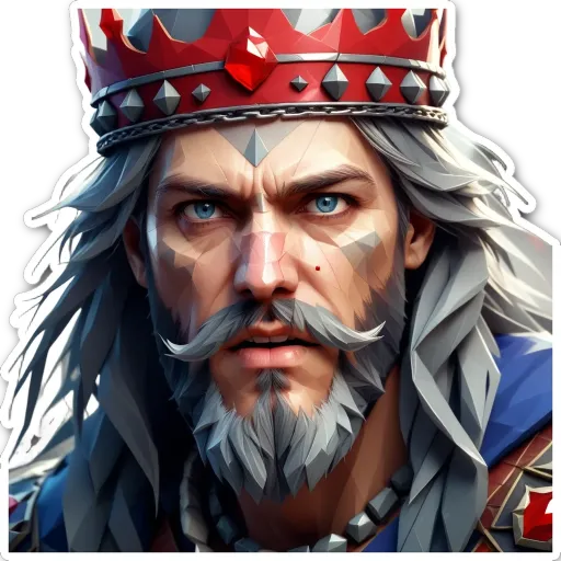 An art picture of a man with a crown and a mustache.