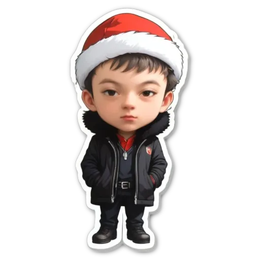 A boy wearing a hat and a jacket with an emblem on it.