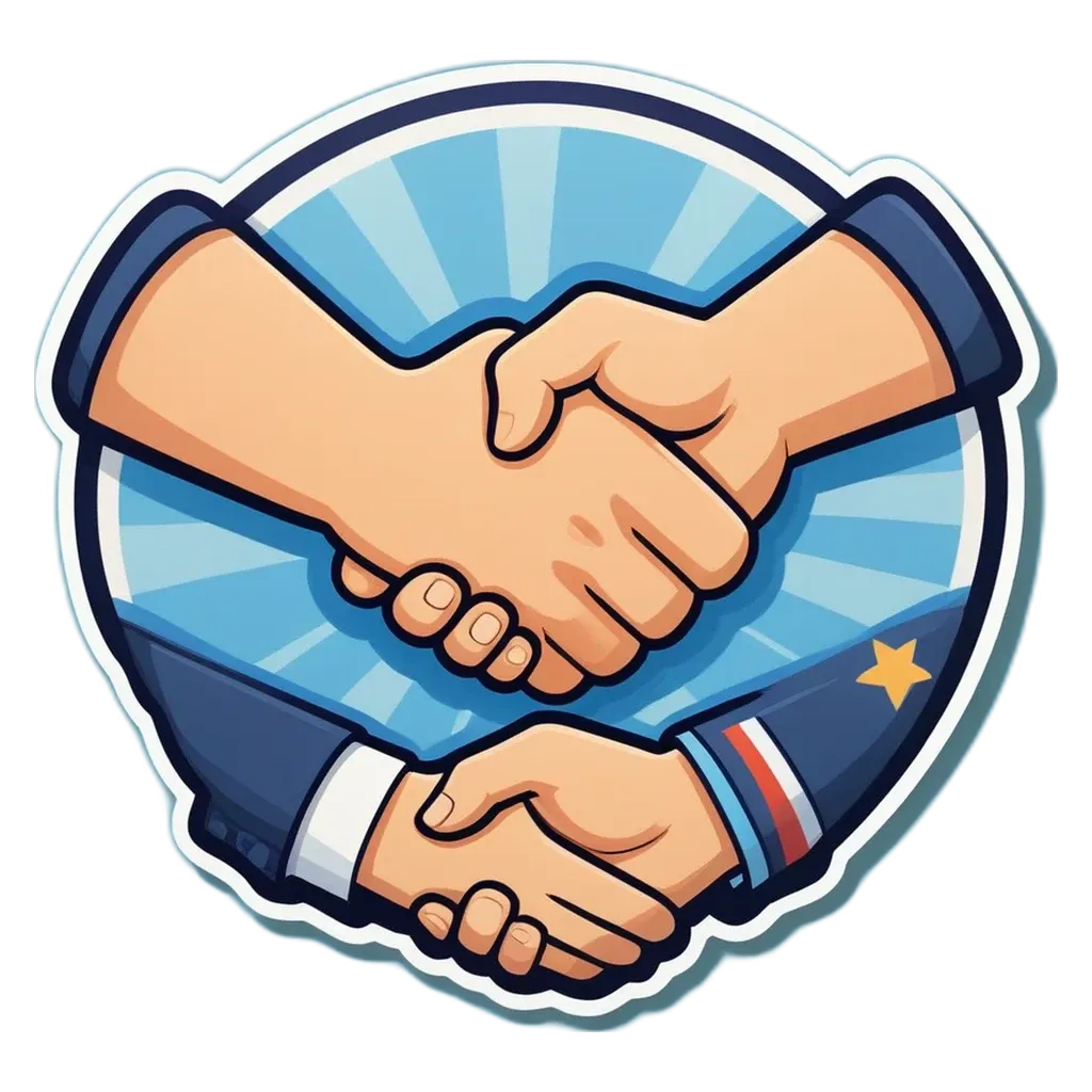 Two hands coming together in a handshake.
