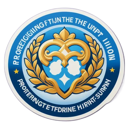A round sticker of the form of a shield with the words "R. Affgin" written on it.