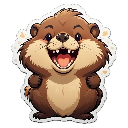 A cartoon animal with a big smile and open mouth.